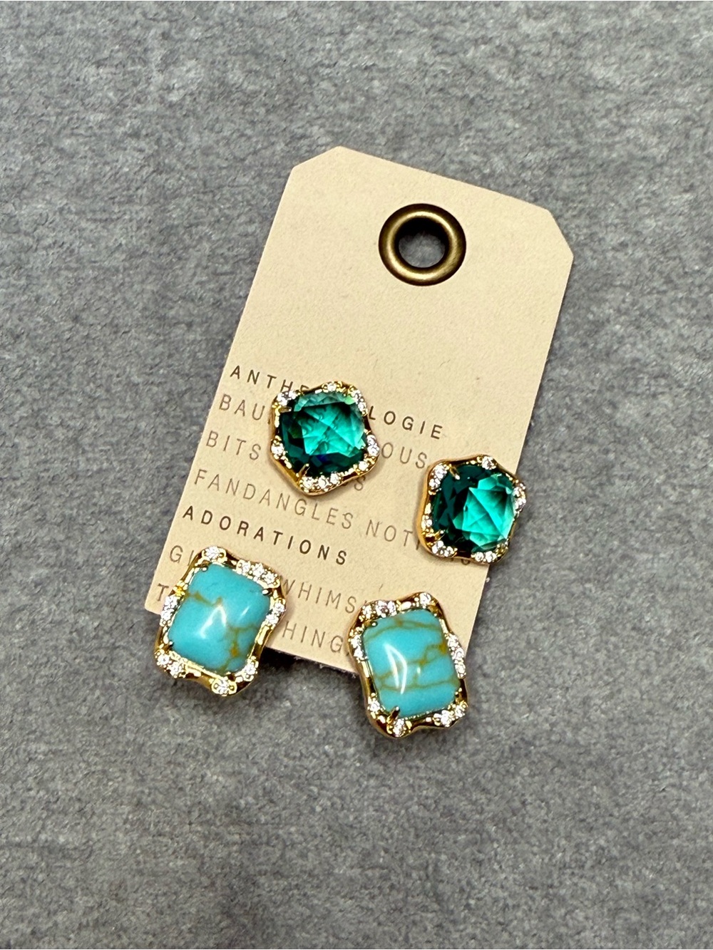 NWT Anthropologie Stone Post Earrings, Set of 2, Turquoise - Picture 3 of 4
